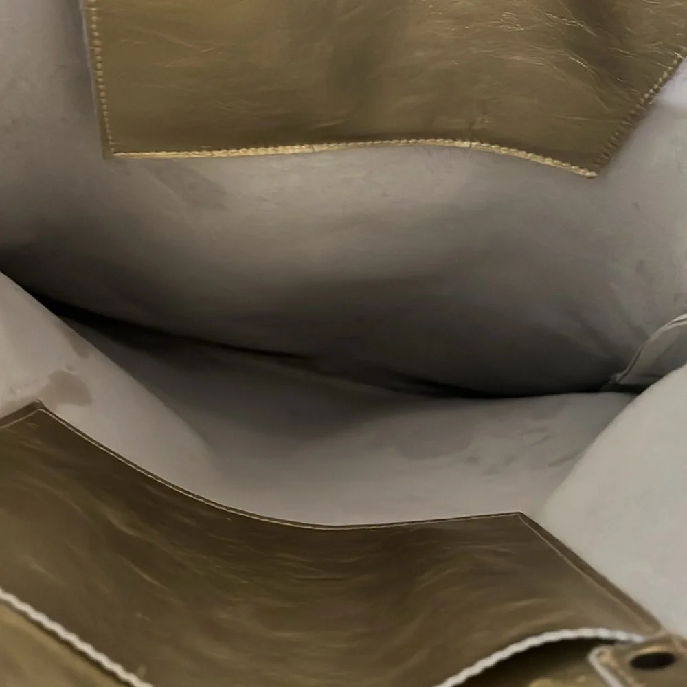 Italian Leather Elegant Gold Tote Bag
